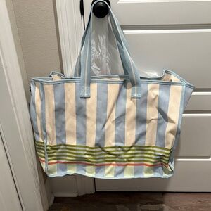 Hearth & Hand Blue and Cream Striped Tote